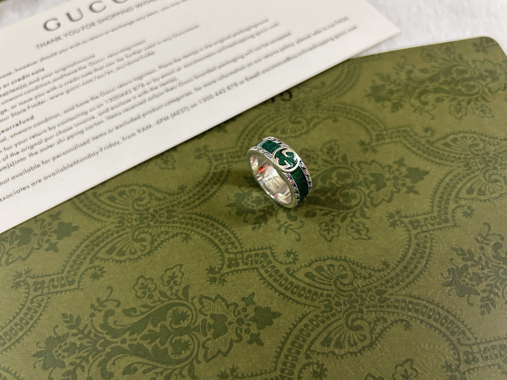 Double Gucci Interlocking Gucci Turquoise Enamel Ring