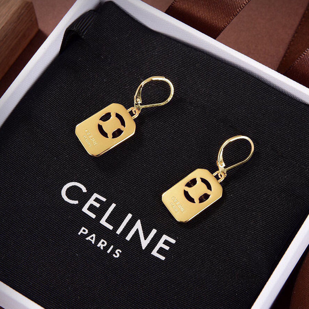 18K Celine Square Hoops Earrings
