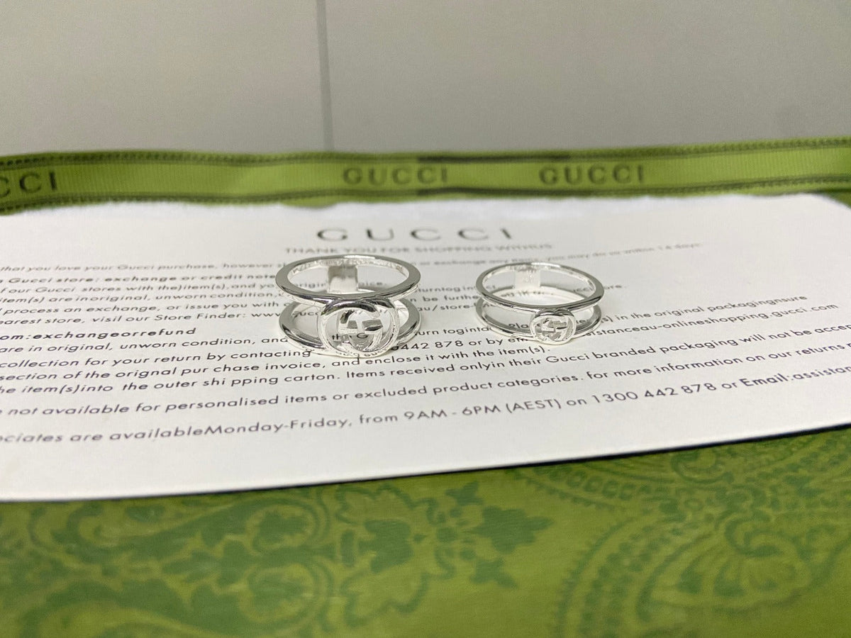 Double Gucci Interlocking Gucci Thin Open Ring