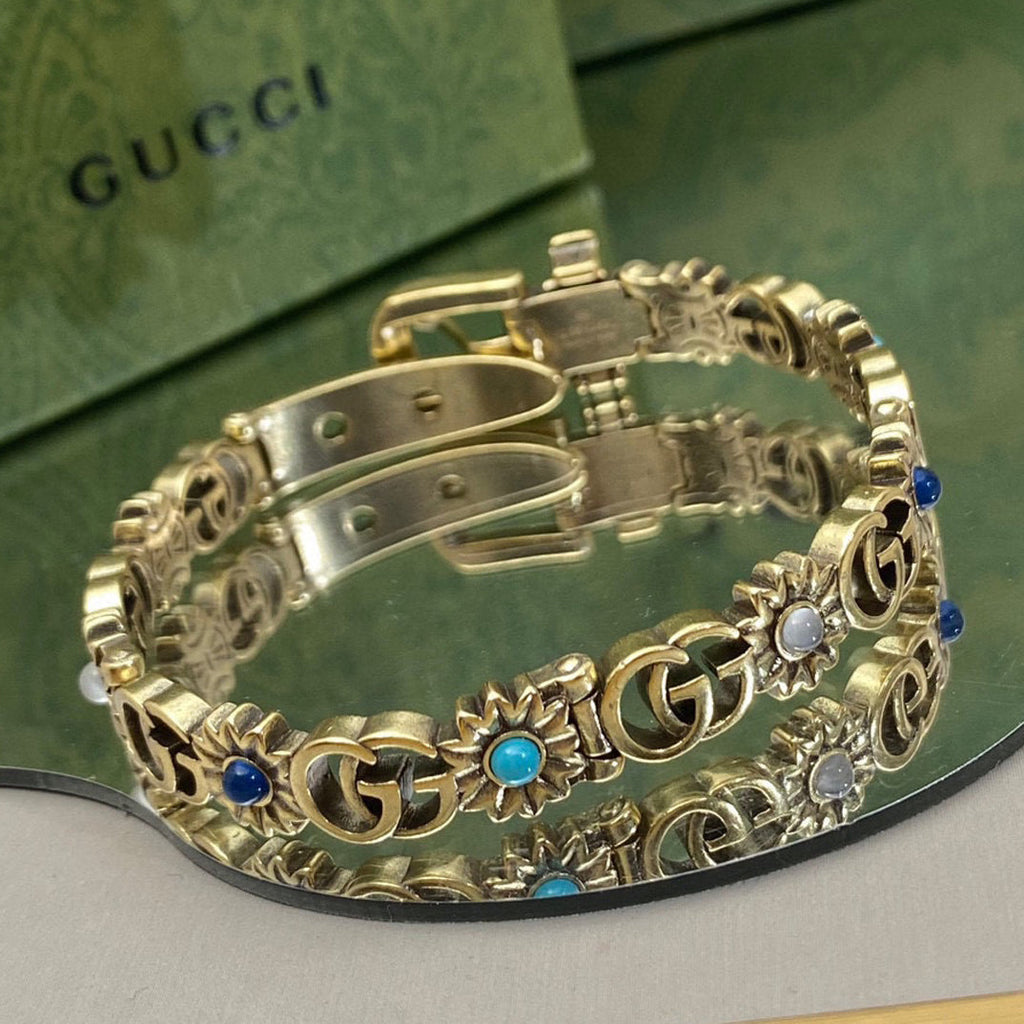 18K Double Gucci Flowers Bracelet