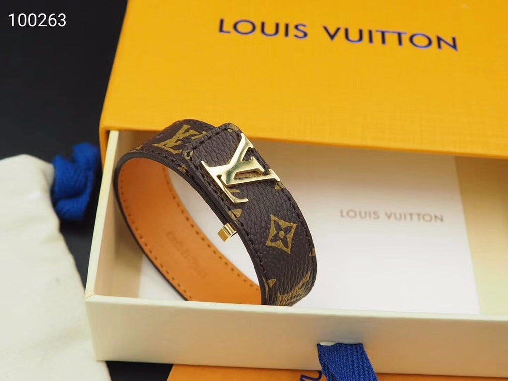 18K Louis Vuitton Leather Bracelet