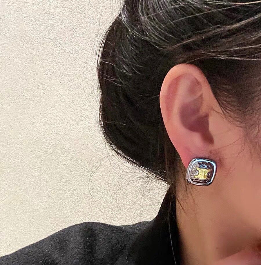 18K Celine Black Gold Earrings