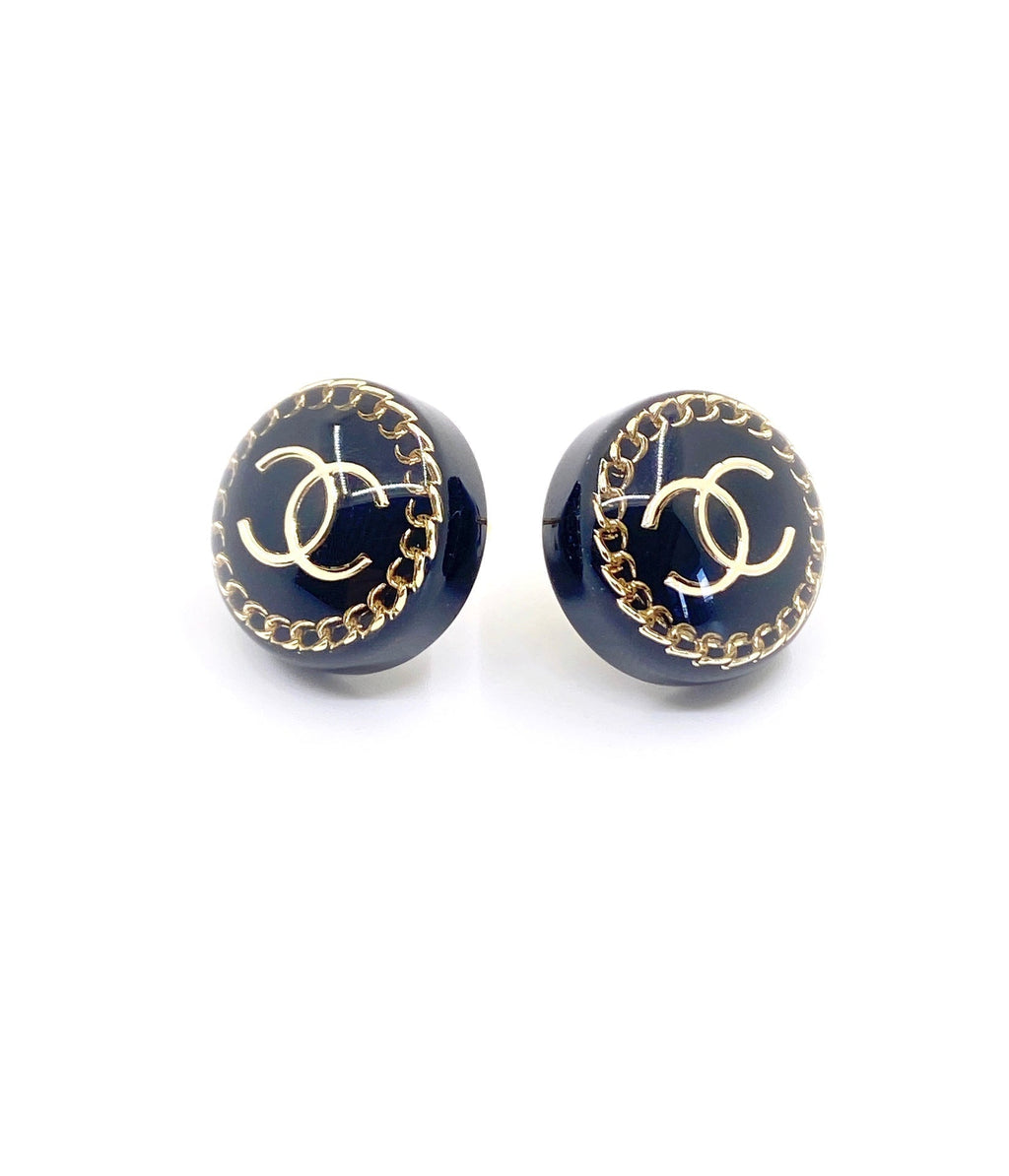 18K  Chanel Circle Resin Earrings