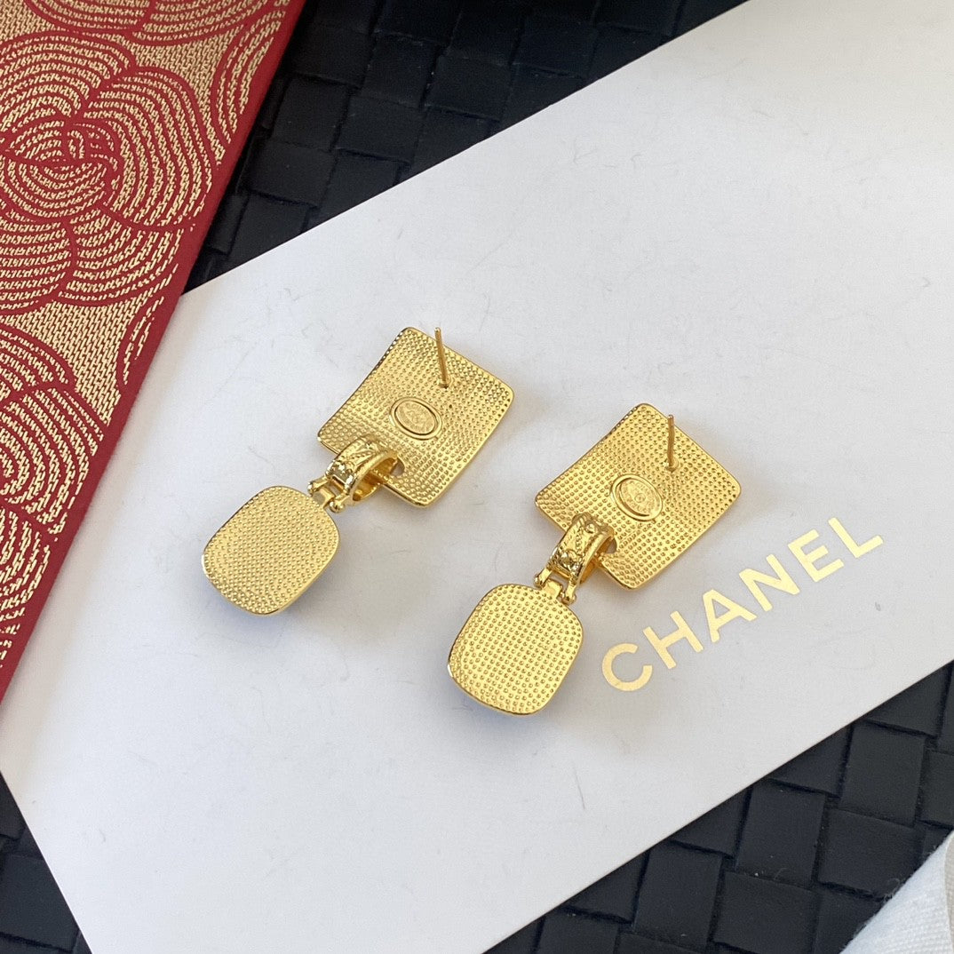 18K  Chanel Black Crystal Earrings