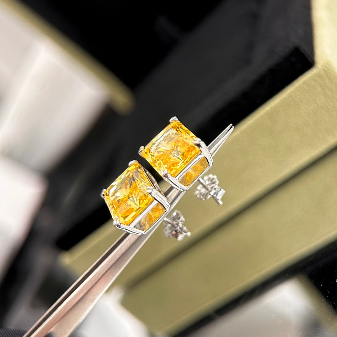 18K Tiffany Yellow Crystal Earrings